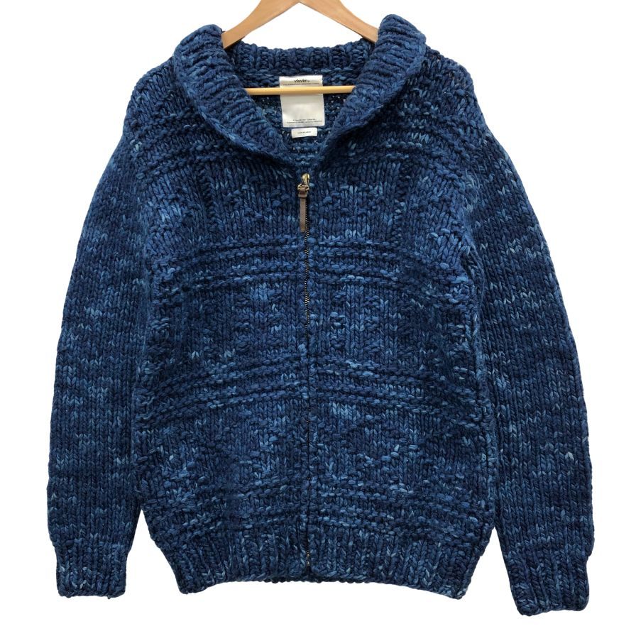 中古◆ヴィズヴィム ビズビム インディゴ カウチン ニット ジャケット 初代 INDIGO COWICHAN F.Z. 11FW 藍染 ウール メンズ サイズ2 visvim 【AFB34】