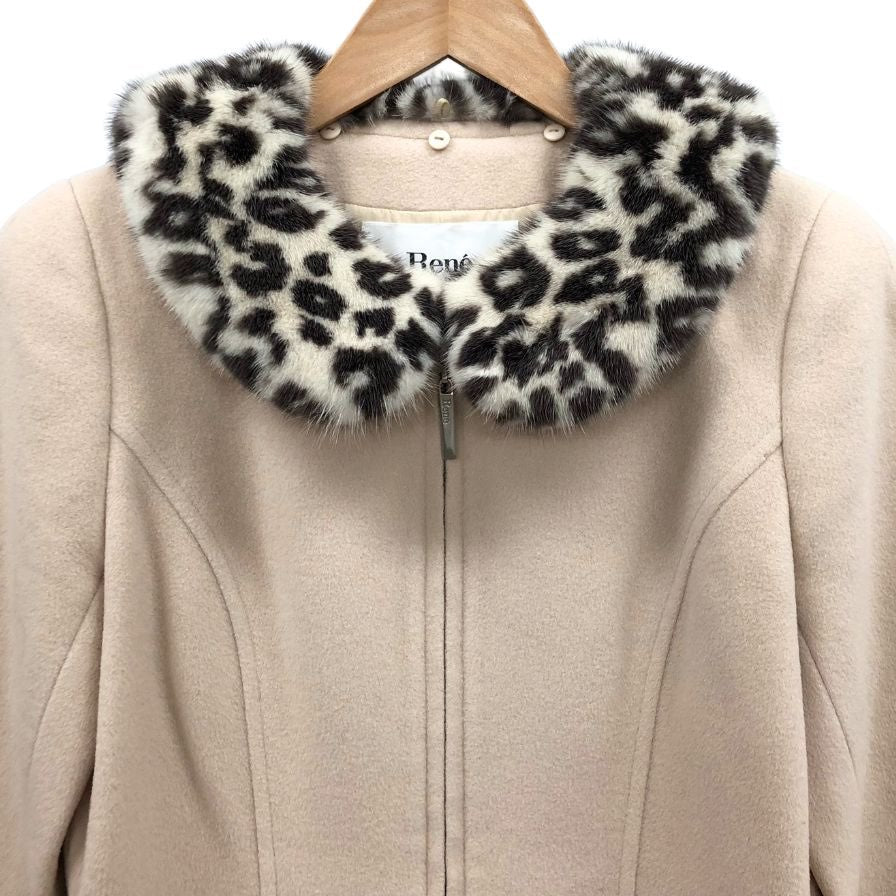 中古◆ルネ コート ウール ミンクファー ロング ベージュ ウール アンゴラ混 レディース サイズ34 Rene 【AFF23】