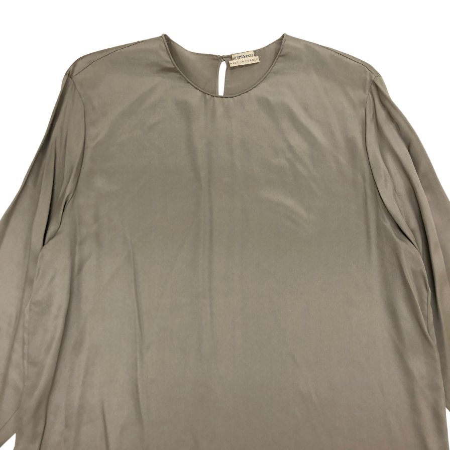 極美品◆エルメス マルジェラ期 長袖シャツ シルク ベージュ系 サイズ44 レディース HERMES 【AFB41】