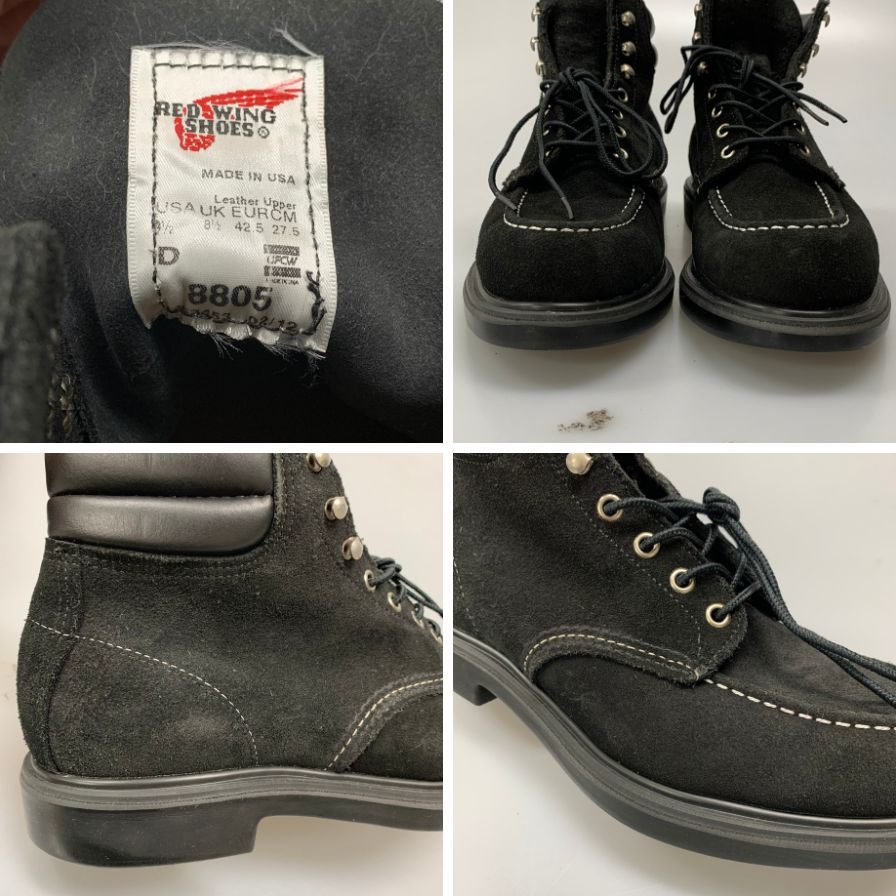 レッドウィング ブーツ 8805 スーパーソール スエード モックトゥ メンズ ブラック サイズUS9.5D REDWING 約27.5cm【AFD8】