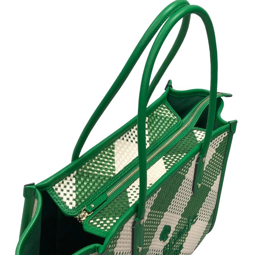 ケイトスペード トートバッグ ストロー レザー ホワイト×グリーン レディース kate spade【AFE8】
