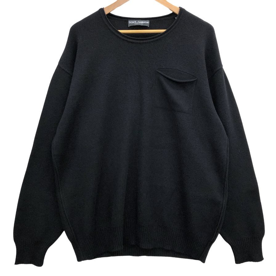 極美品◆ドルチェ&ガッバーナ カシミア100% ラウンドネック トップス セーター レデイース サイズ42 ブラック DOLCE & GABBANA 【AFB45】