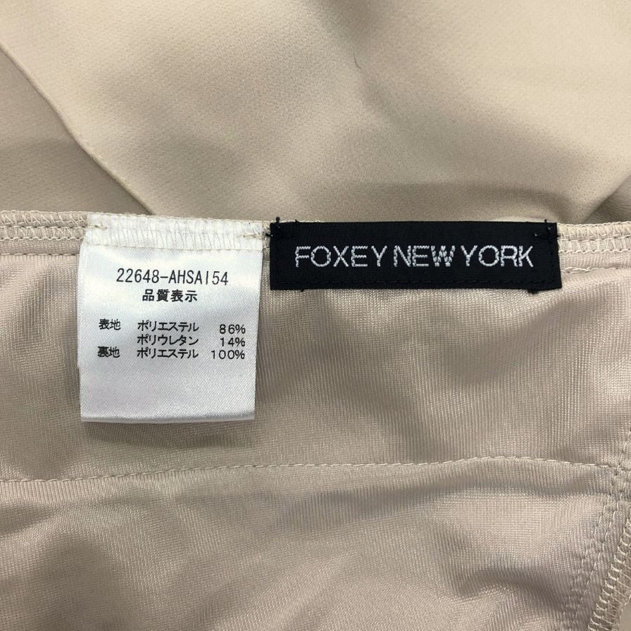 極美品◆フォクシーニューヨーク ノースリーブワンピース ポリエステル ファスナー ベージュ 22648 FOXEY NEW YORK 【AFB11】