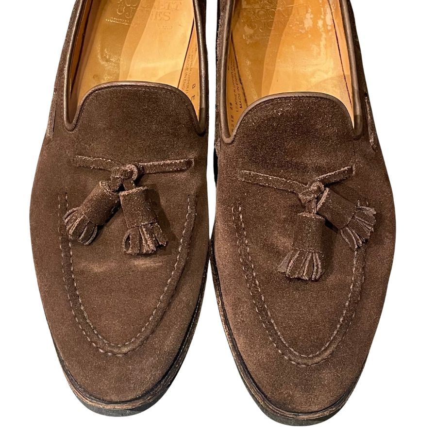 クロケット&ジョーンズ レザーシューズ キャベンデッシュ3 タッセルローファー スエード ブラウン メンズ サイズUK8E CROCKETT&JONES ローファー 約27.0cm【LA】【中古】