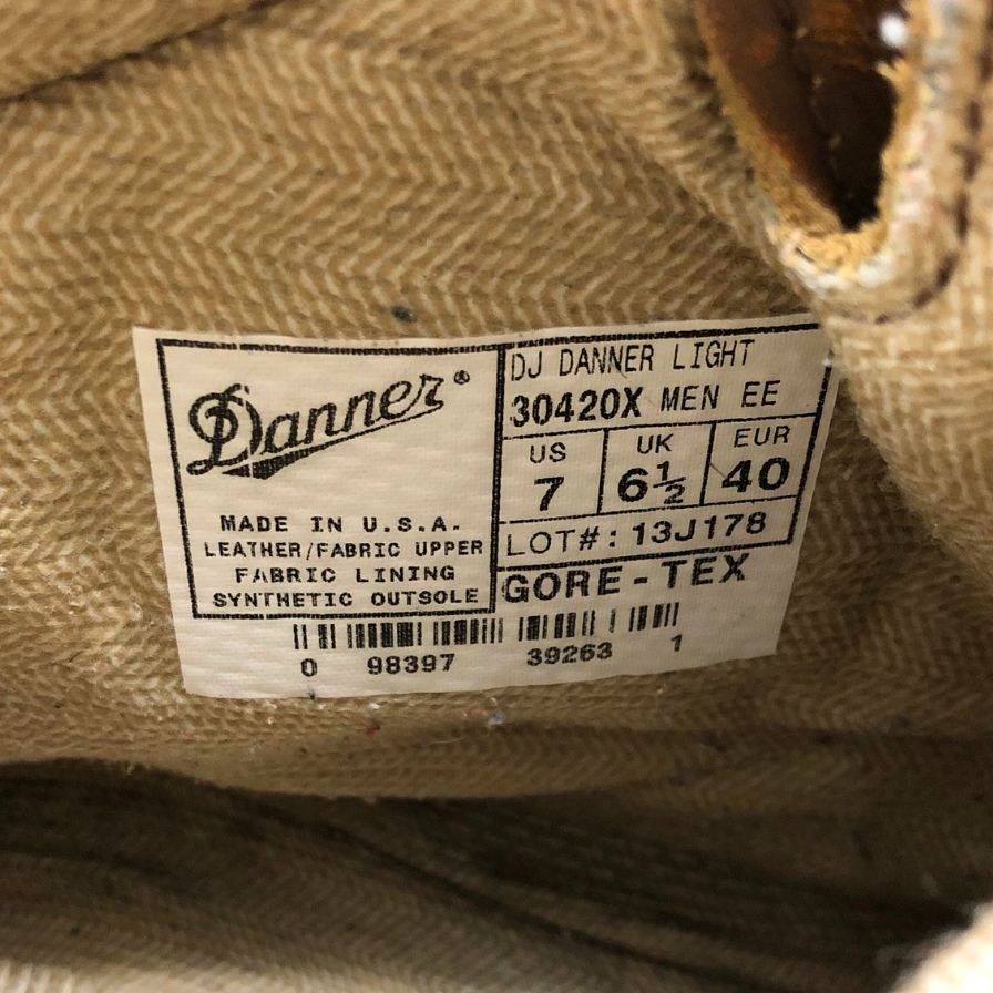 ダナー レースアップブーツ ダナーライト 30420X レザー キャンバス ビブラム ブラウン メンズ サイズUS7 Danner Vibram 約25.0cm【AFD4】