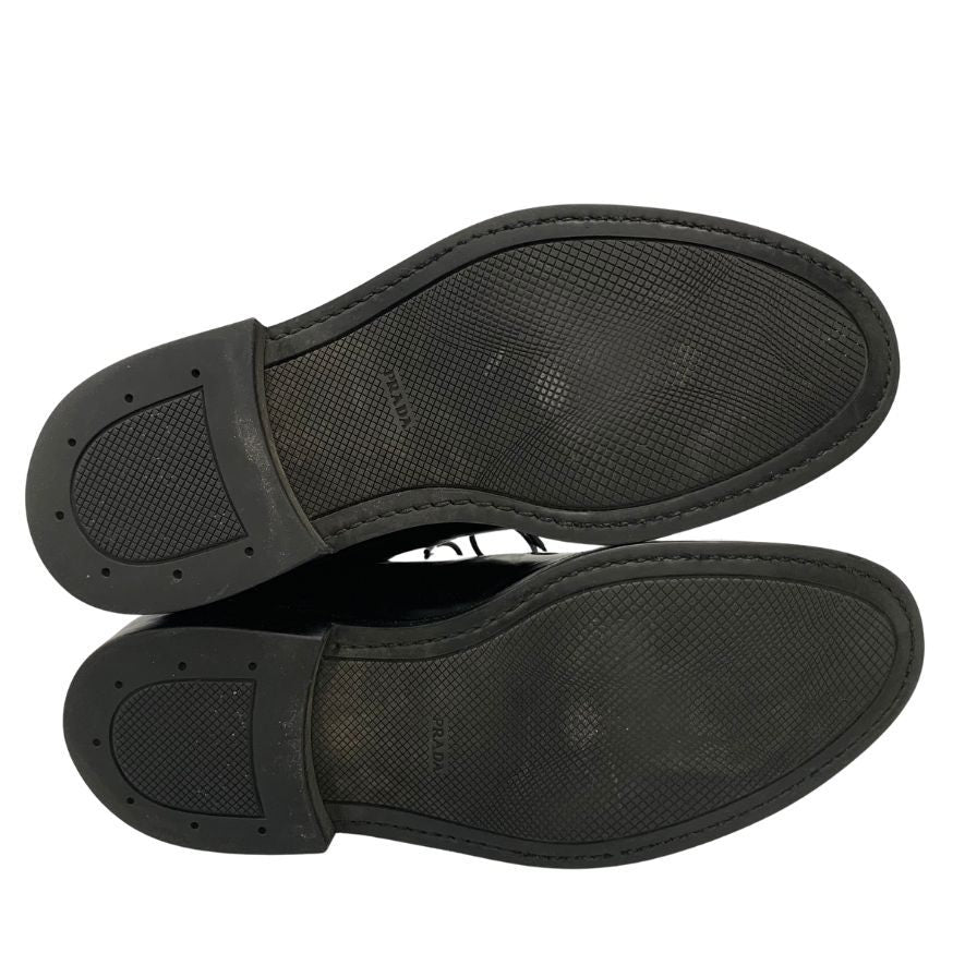 美品◆プラダ レザーシューズ Uチップ ブーツ 1484 ブラック メンズ サイズ5 PRADA【AFC40】