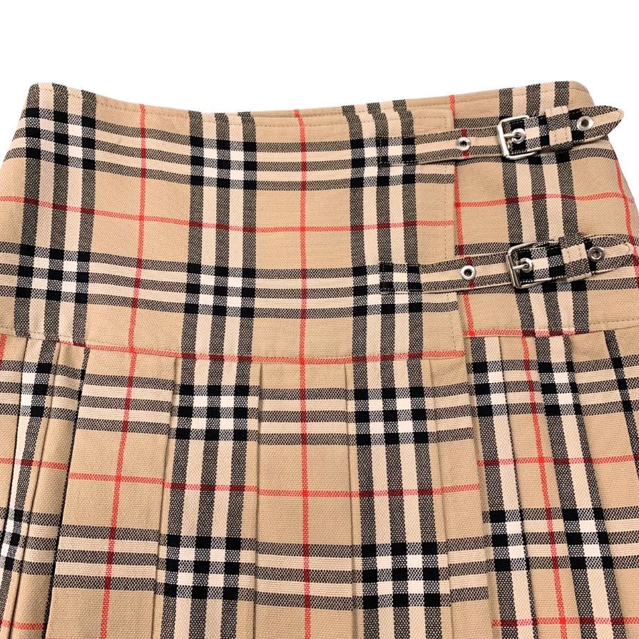 バーバリー スカート ノバチェック カットオフ ベルト ミニスカート プリーツ 現行 ベージュ系 レディース サイズUK6 BURBERRY LONDON【AFB40】