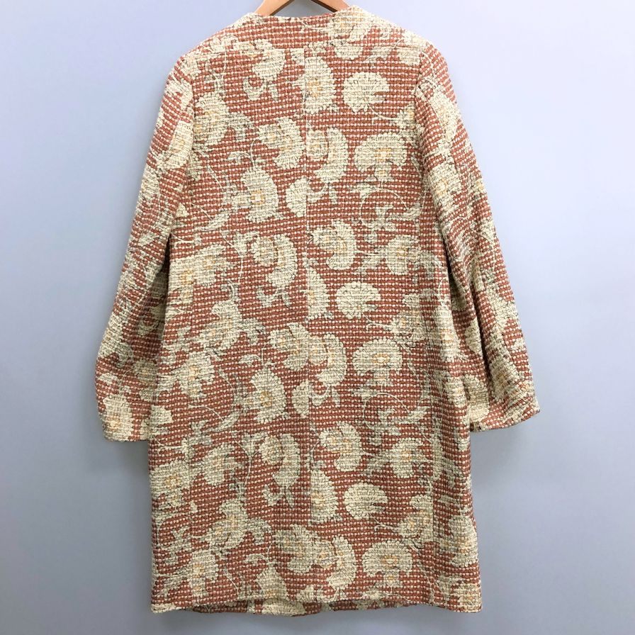 美品◆ソブ ダブルスタンダード コート 花柄 総柄 ツイード ノーカラー ピンク レディース サイズ表記無し SOV. DOUBLE STANDARD CLOTHING 【AFB13】