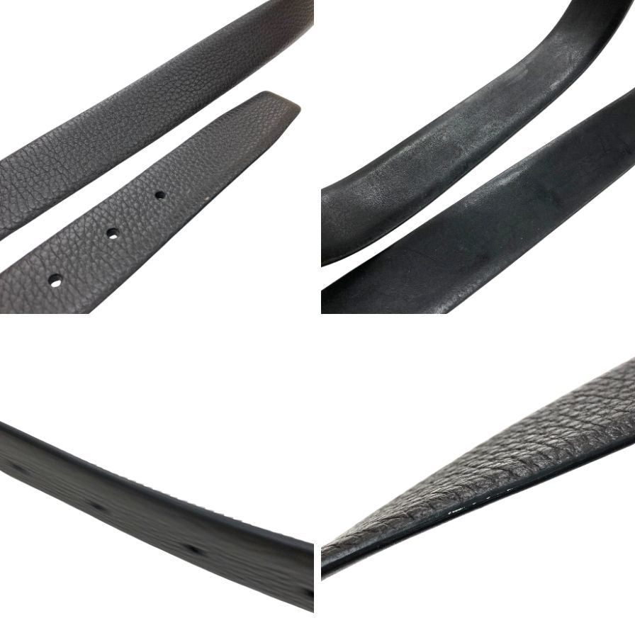 エルメネジルド ゼニア レザーベルト 本革 バックル ブラック シルバー Ermenegildo Zegna【AFI4】