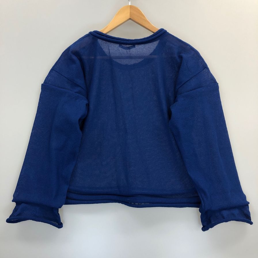 極美品◆イッセイミヤケ セーター ラウンドネック ネイビー サイズ2 レディース IM92KN515 ISSEY MIYAKE 【AFB26】