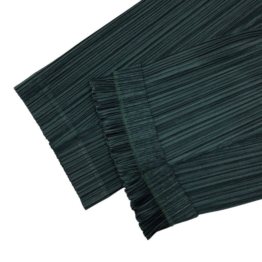 プリーツプリーズ イッセイミヤケ パンツ THICKER BOTTOMS ポリエステル サイズ4 レディース グリーン PLEATS PLEASE ISSEY MIYAKE 【AFB38】