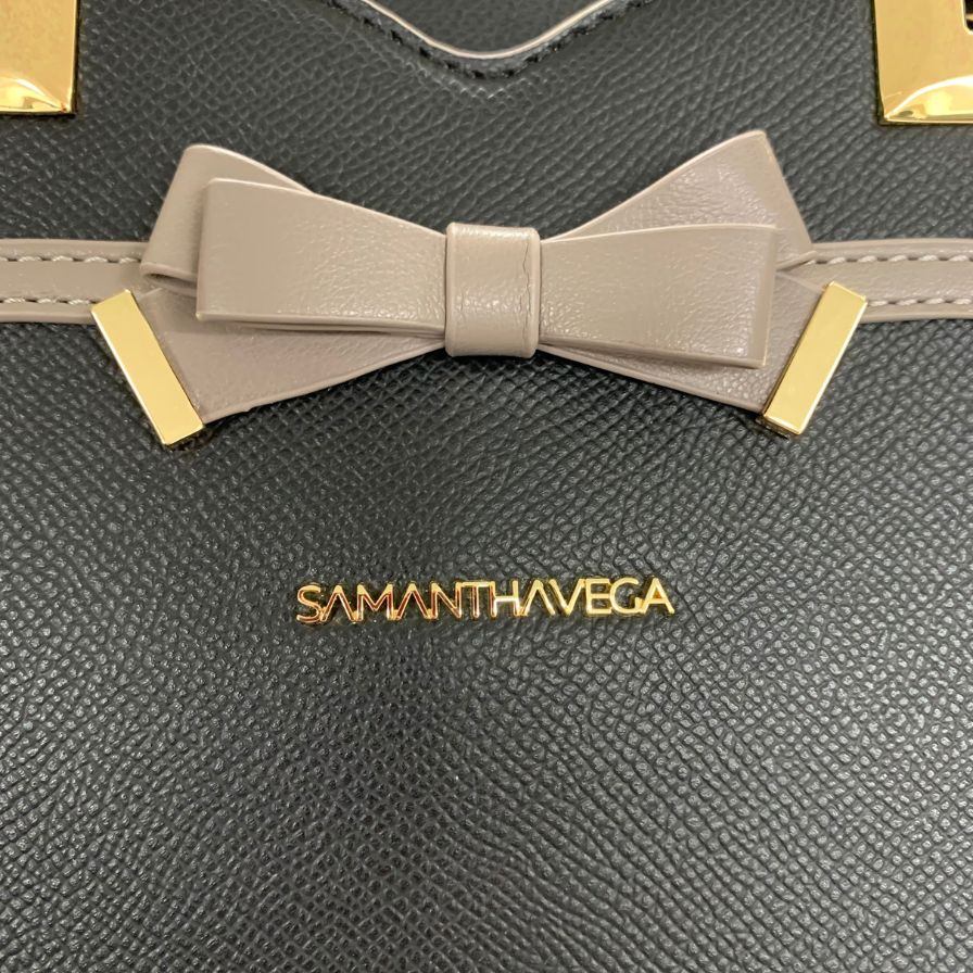 サマンサベガ ハンドバッグ 2way ショルダー レザー PVC 鞄 リボン デザイン ブラック Samantha Vega【AFE5】