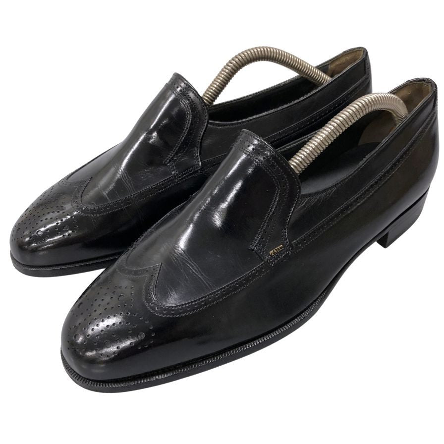 バリー ローファー ウイングチップ レザー スリッポン ブラック メンズ サイズUK7 BALLY 約25.0cm【AFC9】