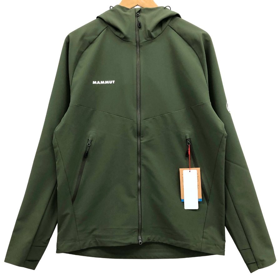 新品同様◆マムート マクーン ソフトシェル フーデッド ジャケット メンズ カーキ サイズ M MAMMUT 【AFB8】
