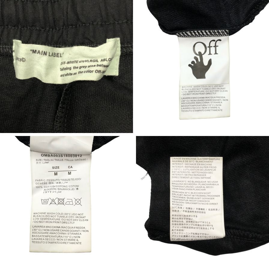 オフホワイト MAIN LABEL ショートパンツ コットン サイズM メンズ ブラック OFF-WHITE MAIN LABEL 【AFB37】