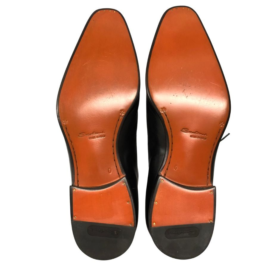 サントーニ レザーシューズ 16407 サイドレース レザー サイズ6.5 ブラック メンズ Santoni 約25.5cm【AFD15】