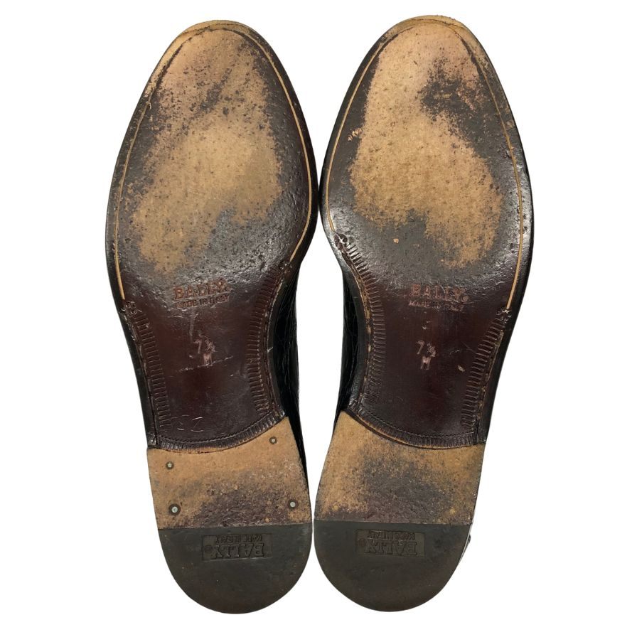 バリー レザーシューズ パンチドキャップトゥ クロコダイル レザー ブラック サイズUK7.5 BALLY 約26.0cm【AFC8】