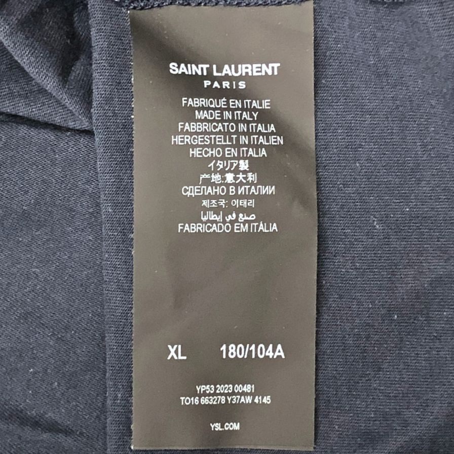 極美品◆サンローラン パリ Tシャツ リバースロゴ 23SS 663278 Y37AW メンズ サイズXL ネイビー SAINT LAURENT PARIS 【AFB38】