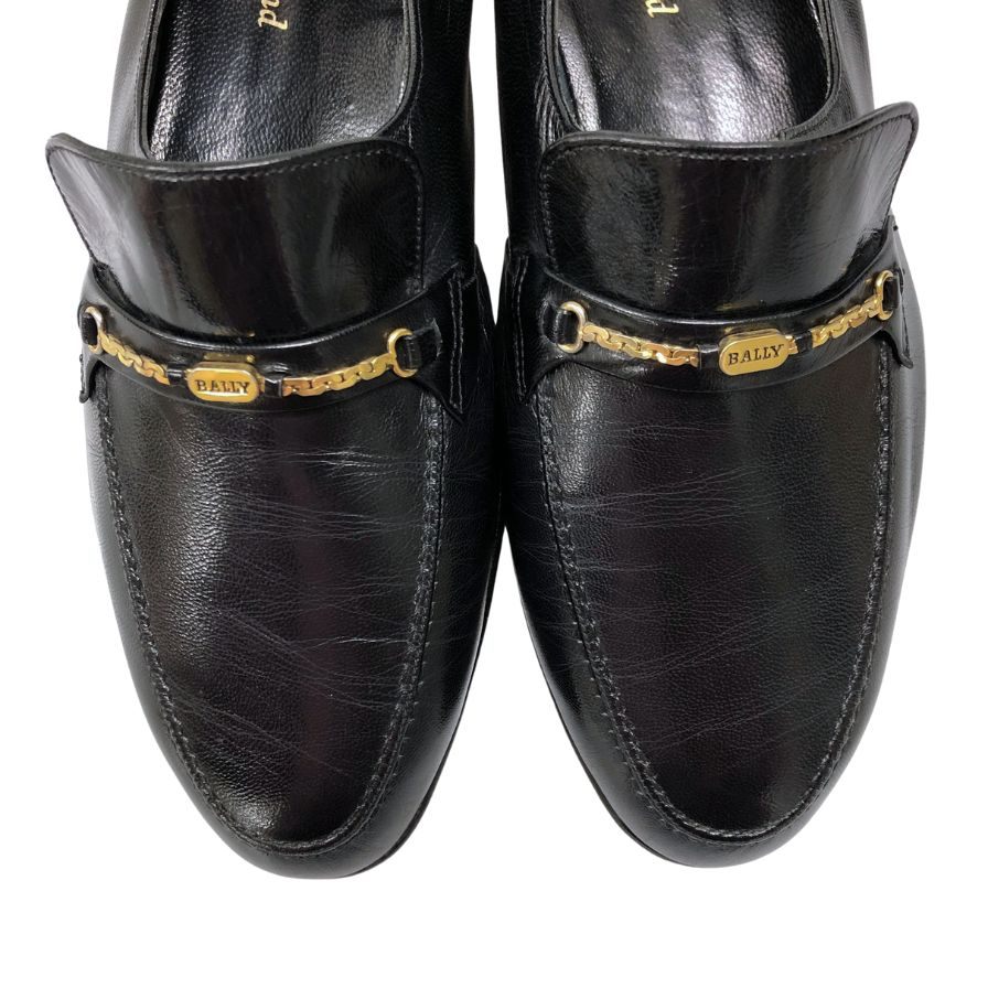 バリー ビットローファー ゴールド 金具 レザー ブラック メンズ サイズUK7 BALLY 約25.0cm【AFC35】