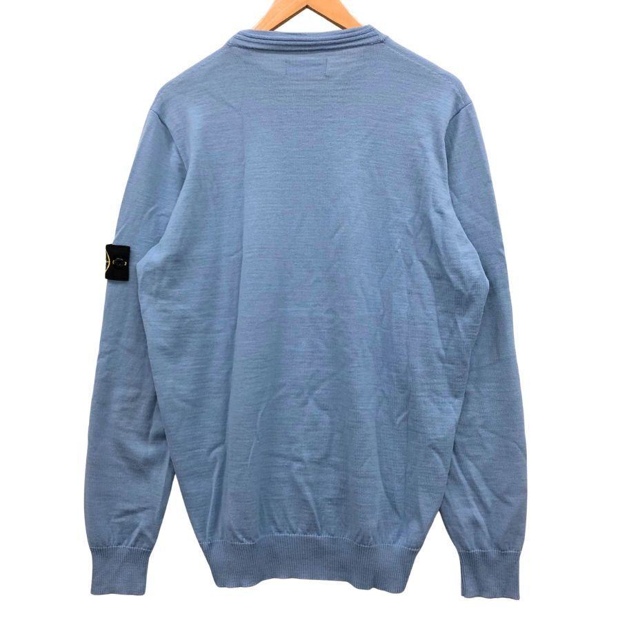 美品◆ストーンアイランド クール ネック ニット ウール サイズXL ブルー メンズ STONE ISLAND 【AFB24】