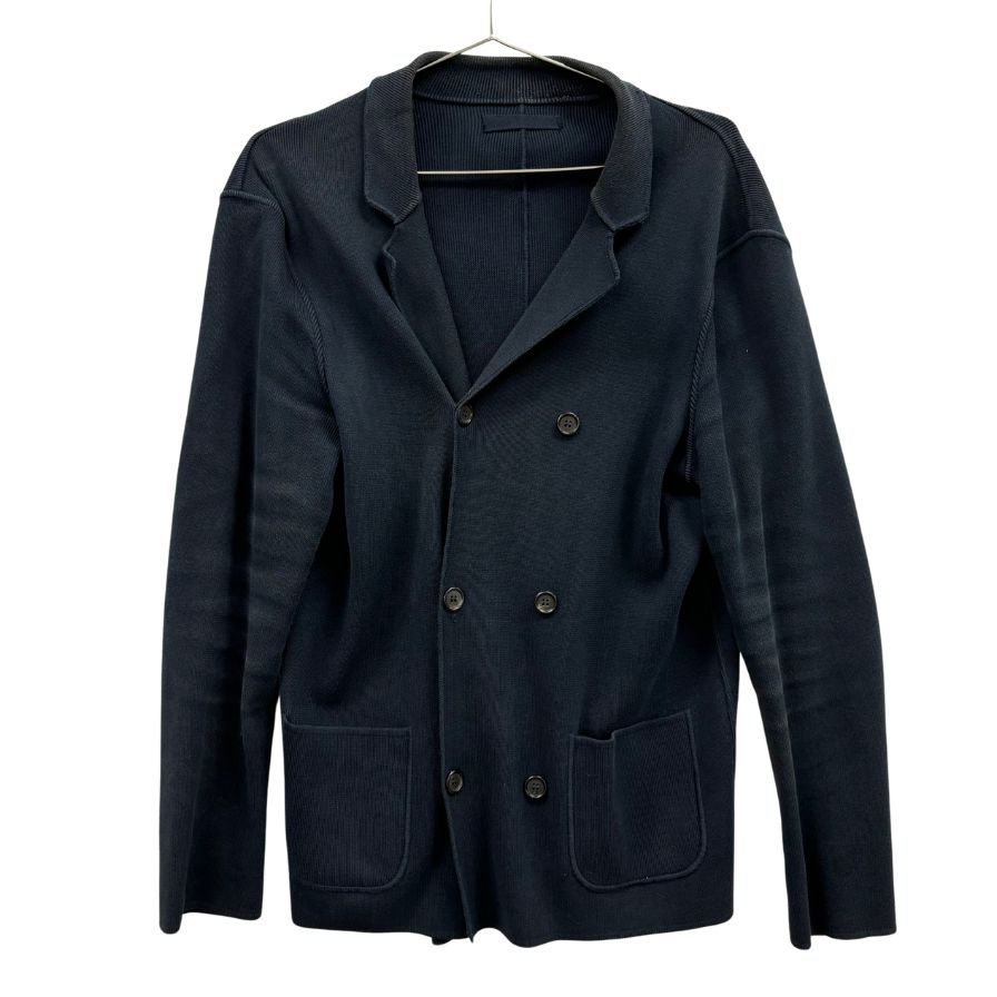 中古◆プラダ ニットジャケット カーディガン ダブル コットン メンズ 52サイズ ネイビー PRADA 【AFB33】