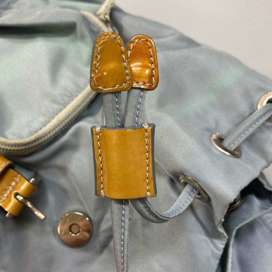 プラダ リュック フラップ ナイロン レザー レディース ライトブルー PRADA【AFE4】
