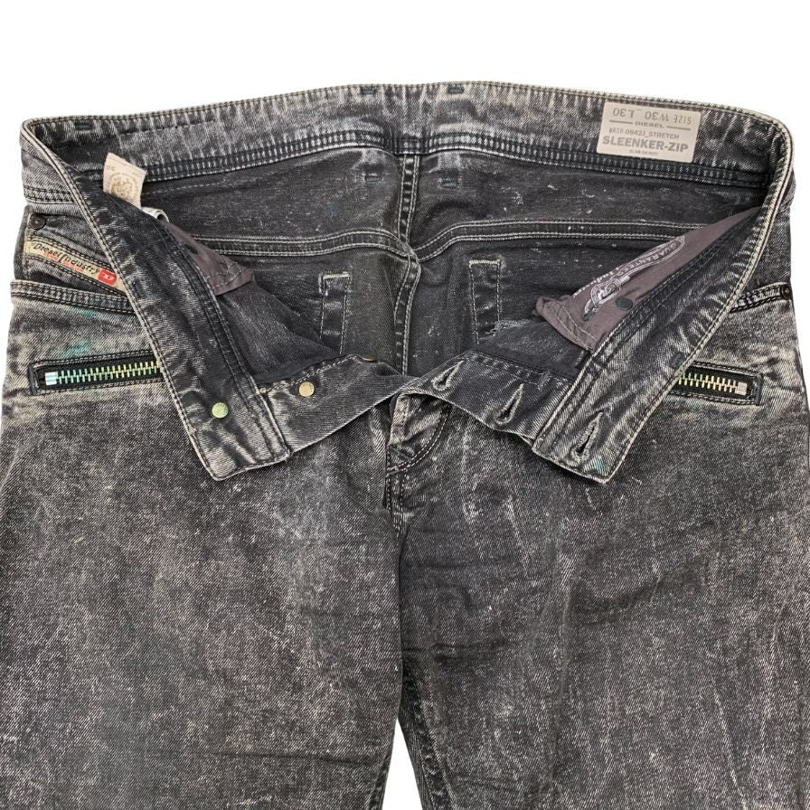 ディーゼル デニムパンツ SLEENKER-ZIP ボタンフライ USED加工 メンズ W30 ブラック DIESEL 【AFB31】
