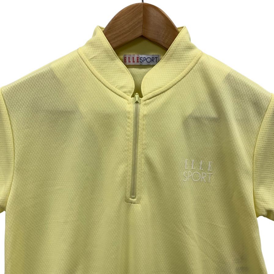 新品同様◆エルスポーツ Tシャツ ハーフジップ イエロー系 レディース サイズM ELLE SPORTS 【AFB21】