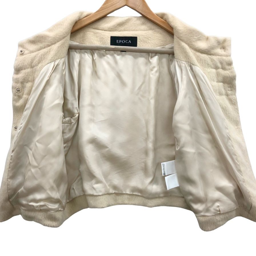 美品◆エポカ ジャケット ノーカラー アルパカ アイボリー レディース サイズ40 EPOCA 【AFB20】