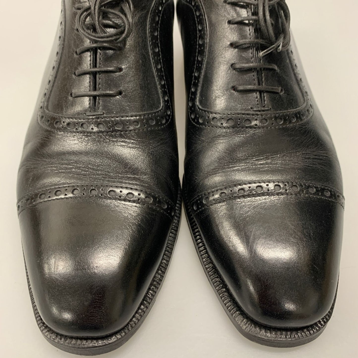 エンツォボナフェ レザー シューズ クォーター ブローグ アデレード サイズUK5 ブラック Enzo Bonafe 約24.0cm【AFC47】