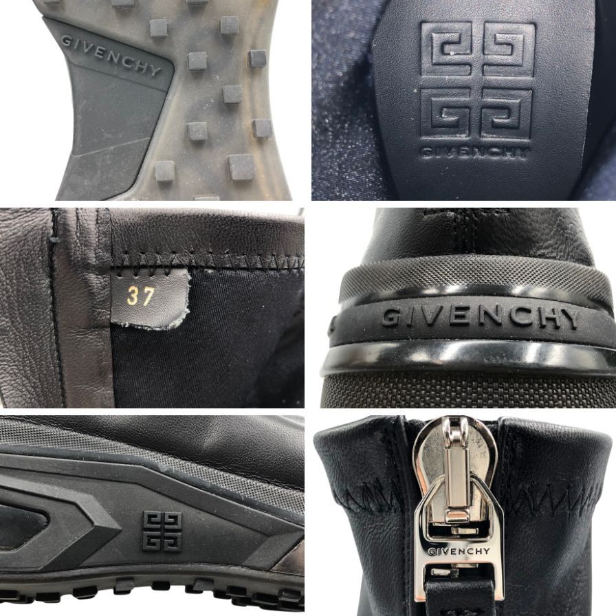 ジバンシー ジップ ブーツ バックジップ ゴム底 レディース サイズ37 ブラック GIVENCHY 約23.5cm【AFC1】