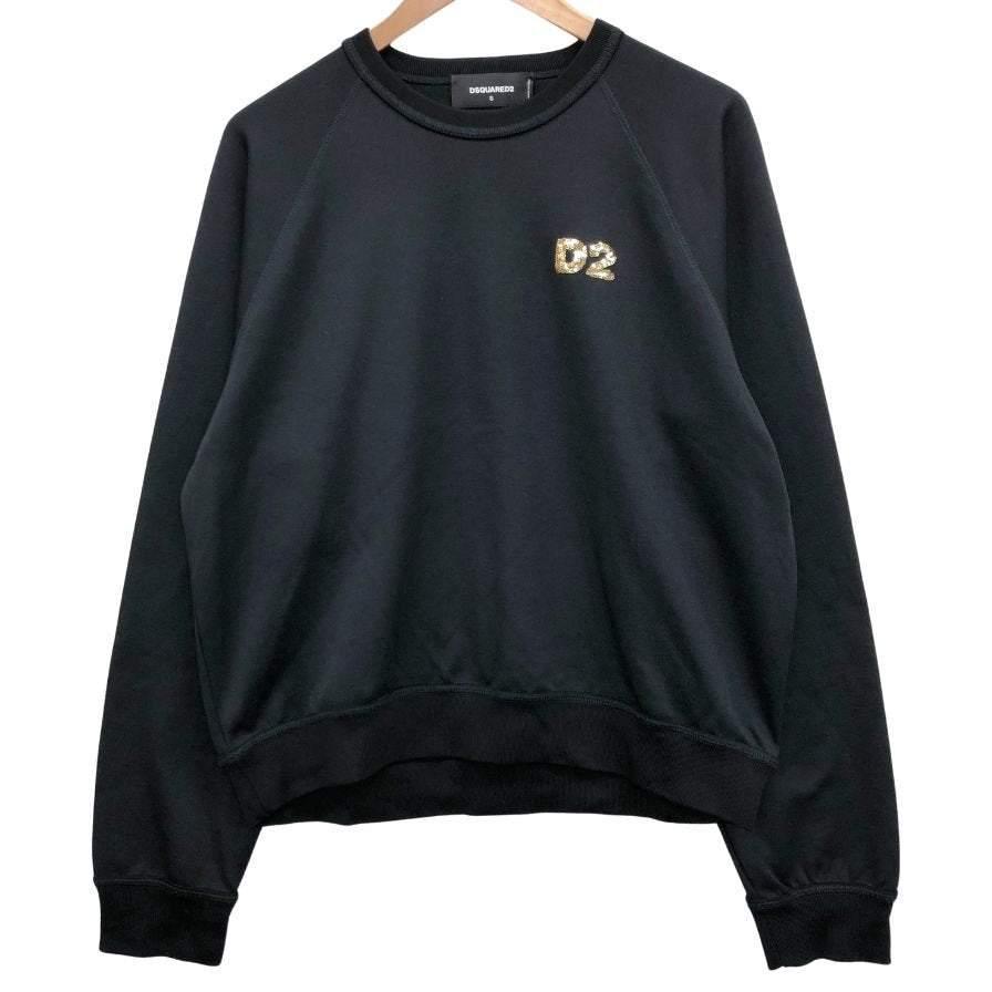 極美品◆ディースクエアード スウェット スパンコールロゴ レディース ブラック サイズS DSQUARED2 【AFB39】