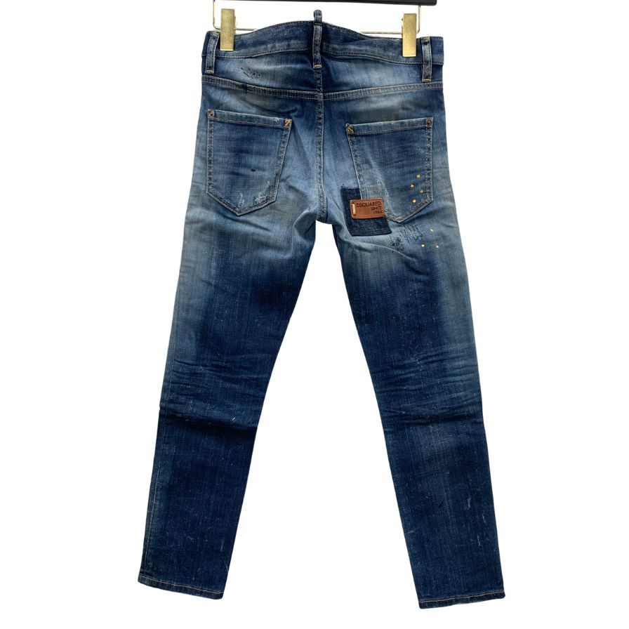 ディースクエアード デニムパンツ cool girl cropped jean エイジング加工 ペイント加工 コットン ポリウレタン サイズ38 レディース ブルー DSQUARED2 【AFB17】