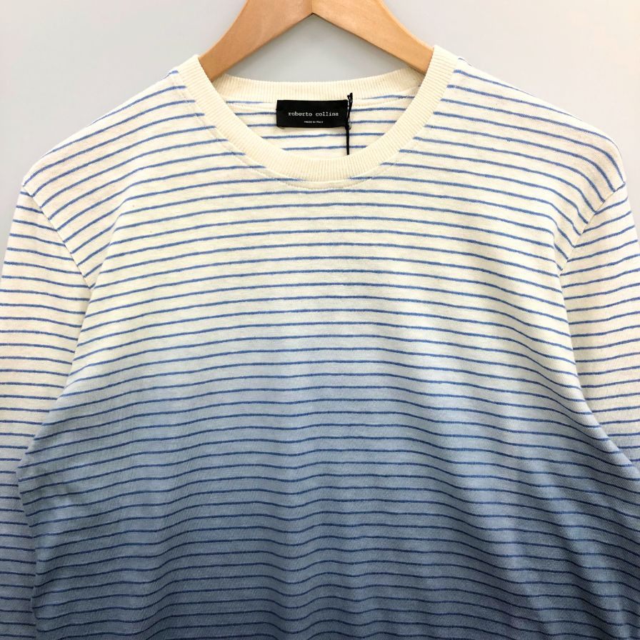 中古◆ロベルトコリーナ クルーネックロングTシャツ ブルーグラデ メンズ 48サイズ Roberto Collina 【AFB48】