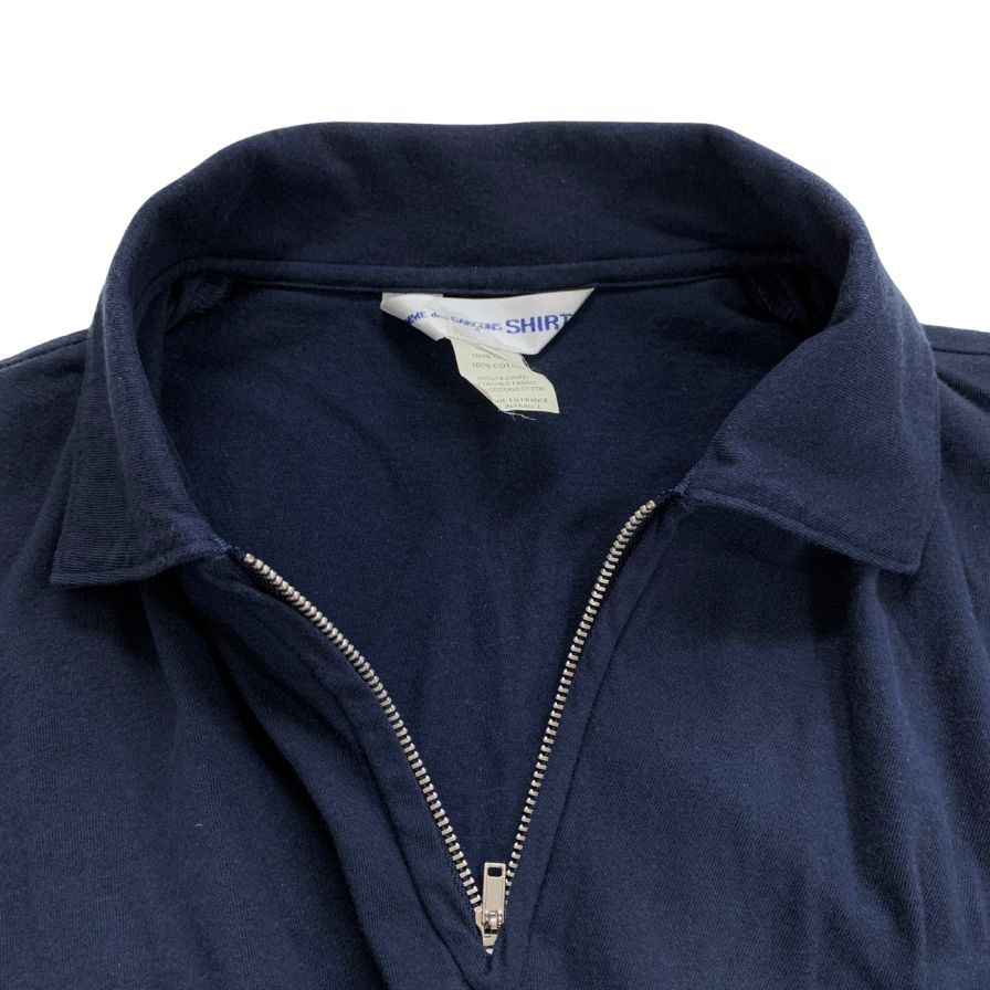 美品◆コムデギャルソン シャツ ハーフジップ 切替 ネイビー メンズ サイズM COMME des GARCONS 【AFB49】
