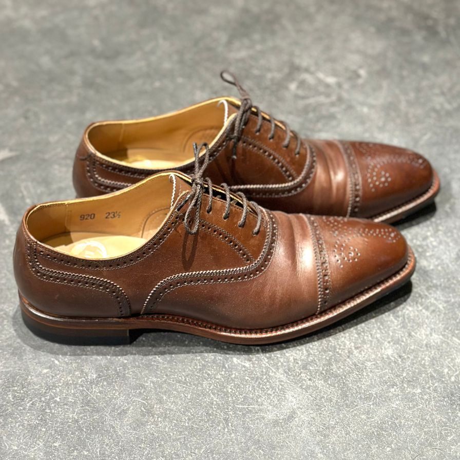 スコッチグレイン レザーシューズ 920 オデッサ セミブローグ ダークブラウン サイズ23.5 SCOTCH GRAIN ビジネスシューズ 約23.5cm【LA】【中古】