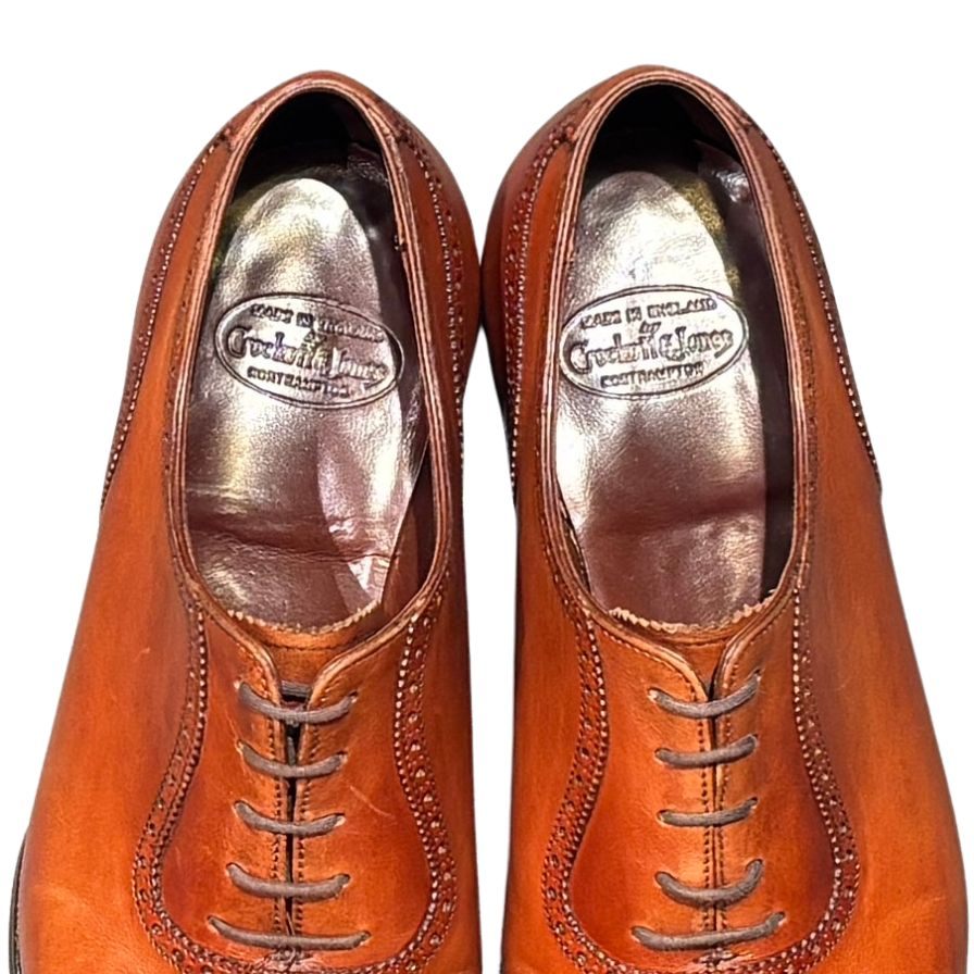クロケット&ジョーンズ レザーシューズ アルビオン セミブローグ カーフ ブラウン サイズ7.5E メンズ Crockett&Jones ビジネスシューズ 約25.5cm【LA】【中古】