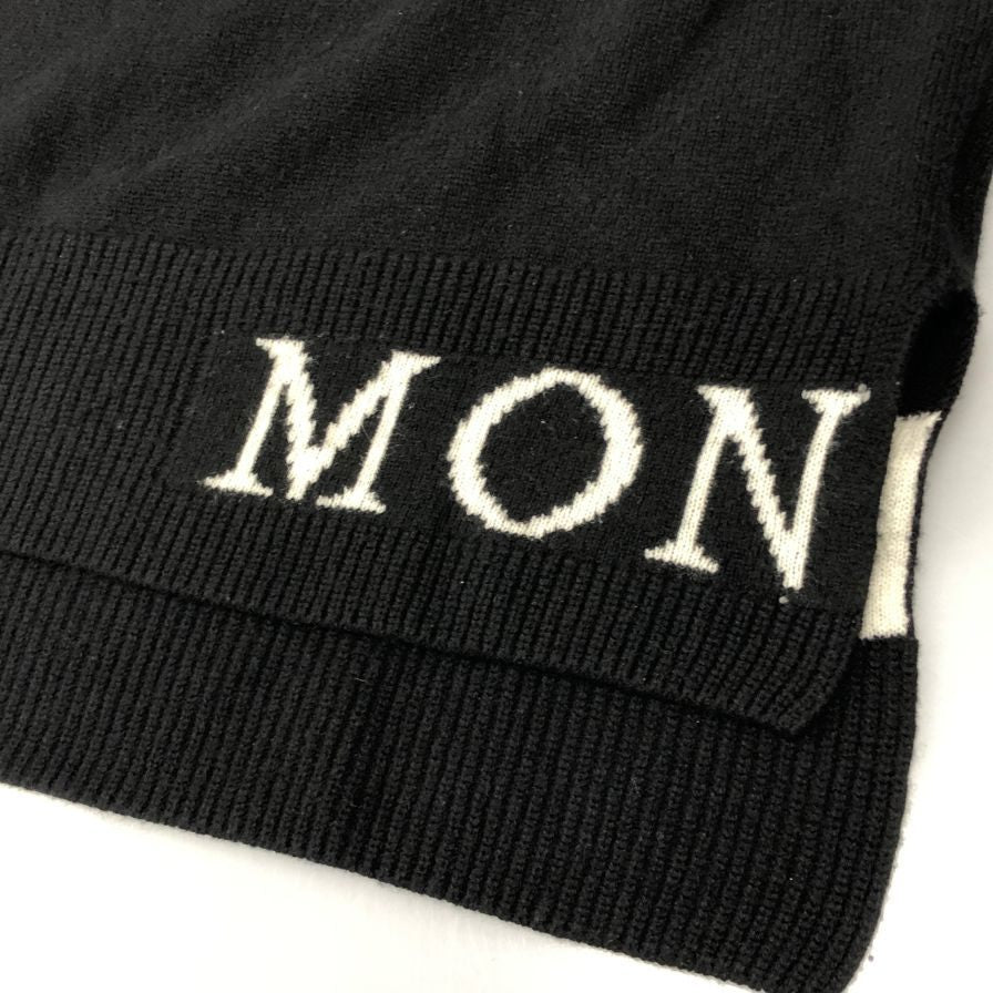 美品◆モンクレール ハイネックニット ロゴ刺繍 LUPETTO TRICOT ウール カシミヤ混 レディース サイズL ブラック Moncler 【AFB8】