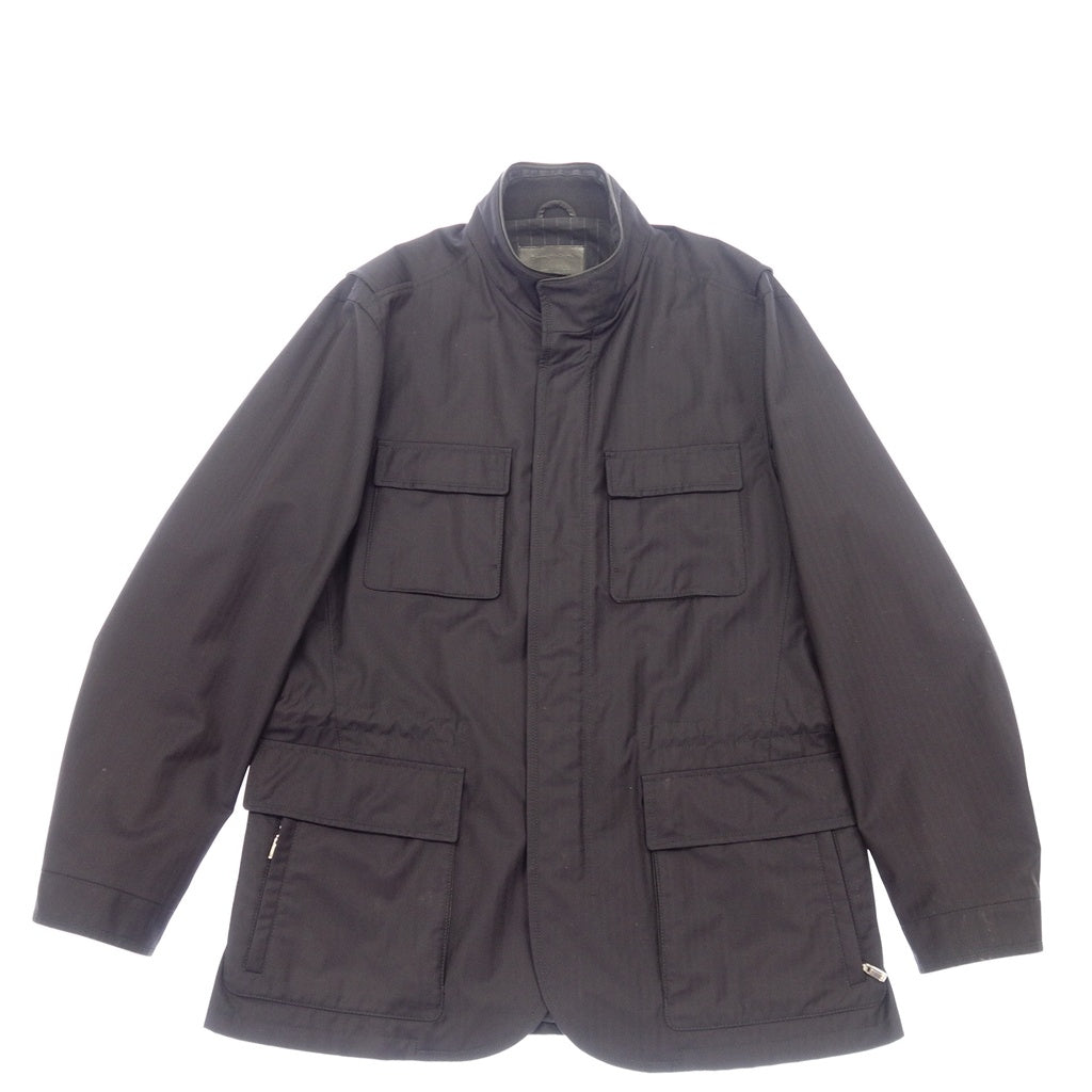 中古◆エルメネジルド ゼニア エレメンツ ハーフコート メンズ サイズ54 ネイビー&ブラック Ermenegildo Zegna ELEMENTS【AFB28】