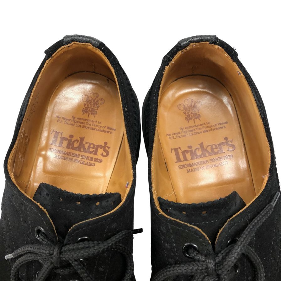 トリッカーズ レザーシューズ 5633 バートン スエード サイズUK7 ブラック Tricker`s ビジネスシューズ 約25.5cm【LA】【中古】