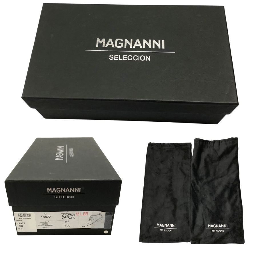 マグナーニ セレクション レースアップシューズ ストレートチップ ブラウン 19877 メンズ サイズ41 MAGNANNI 約26.0cm【AFD1】