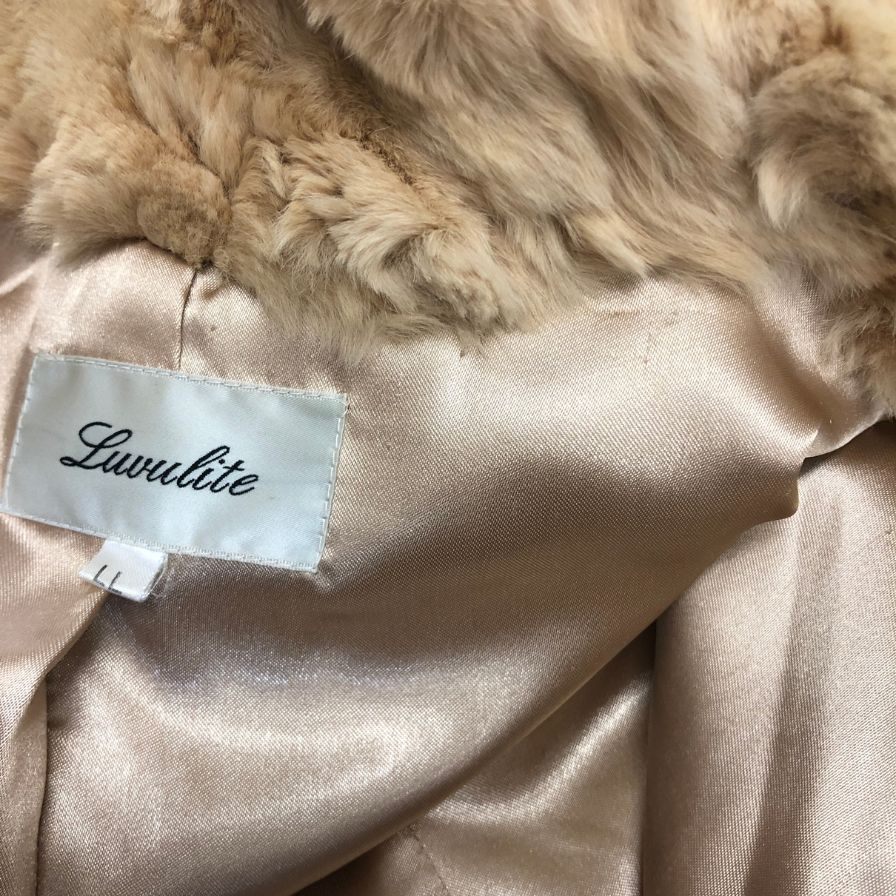 ルブライト レッキスラビットファー ハーフコート ベージュ レディース サイズLL Luvulite【AFG1】