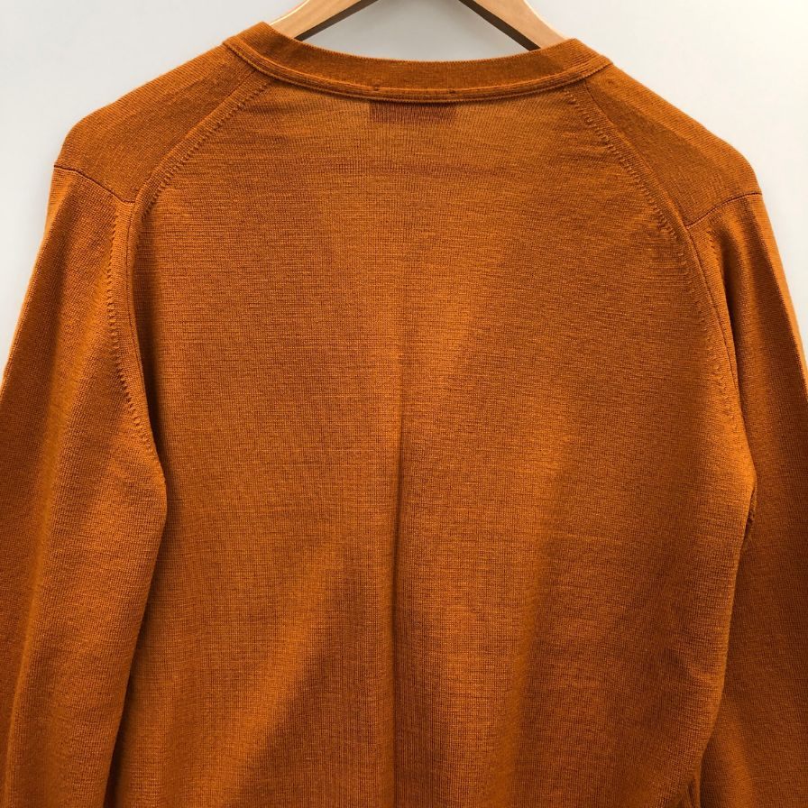 中古◆ジョンスメドレー ウールニット カーディガン オレンジ サイズM イギリス製 JOHN SMEDLEY MADE IN ENGLAND 【AFB33】