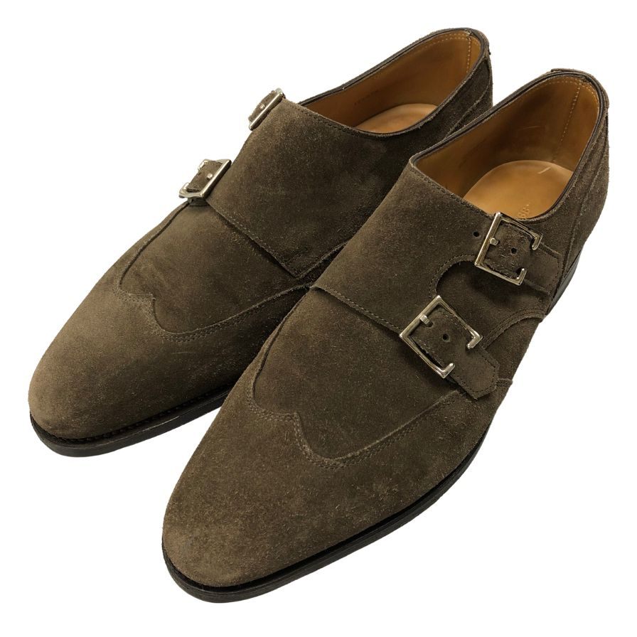 ジョンロブ エンバー ダブルモンク スエード 7000ラスト ブラウン メンズ サイズ6E John Lobb ビジネスシューズ 約24.5cm【LA】【中古】