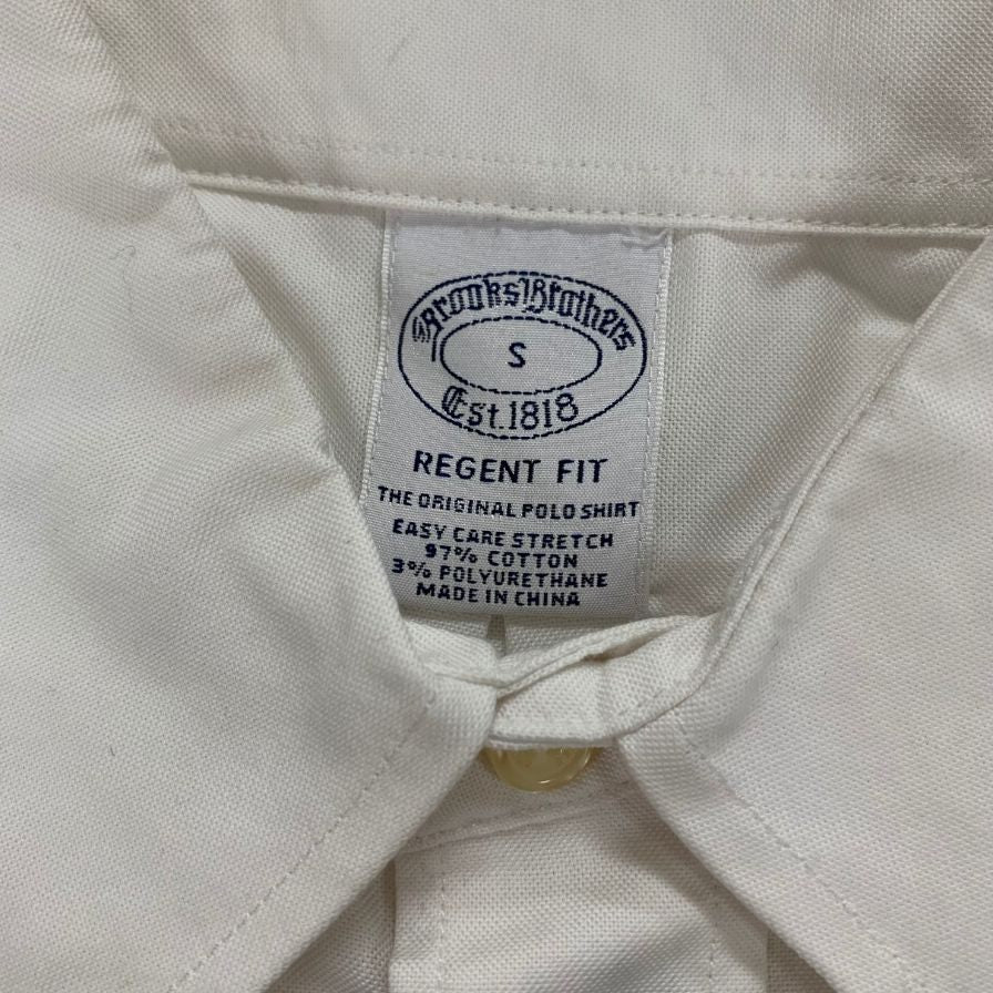 極美品◆ブルックスブラザーズ リージェントフィット オックスフォード 刺繍あり メンズ サイズ S ホワイト Brooks Brothers REGENT FIT 【AFB38】