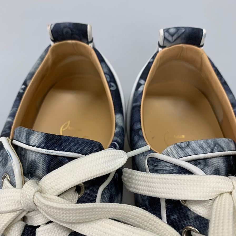 クリスチャンルブタン ローカットスニーカー スタッズ 総柄 ブルー系 メンズ サイズ41 Christian Louboutin 約26.0cm【AFC4】