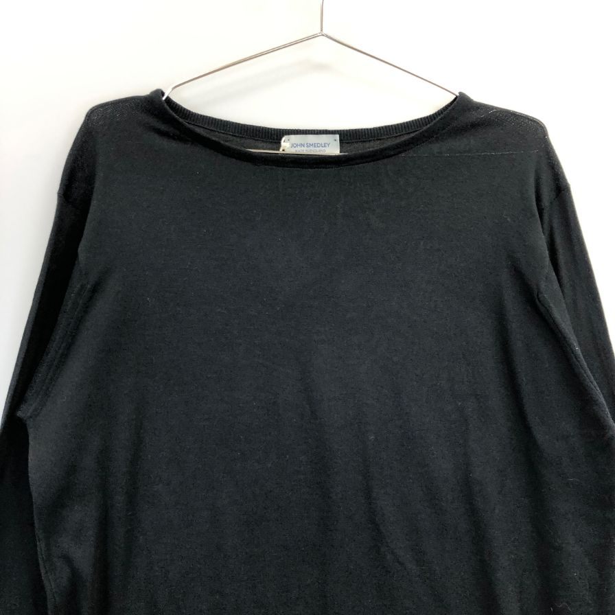 新品同様◆ジョンスメドレー ニットバスクTシャツ サイズM ブラック JOHN SMEDLEY 【AFB32】