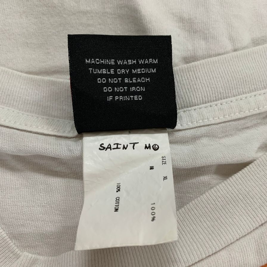 美品◆セントマイケル Tシャツ SMプリント 21AW サイズXL メンズ ホワイト SAINT MICHAEL 【AFB19】