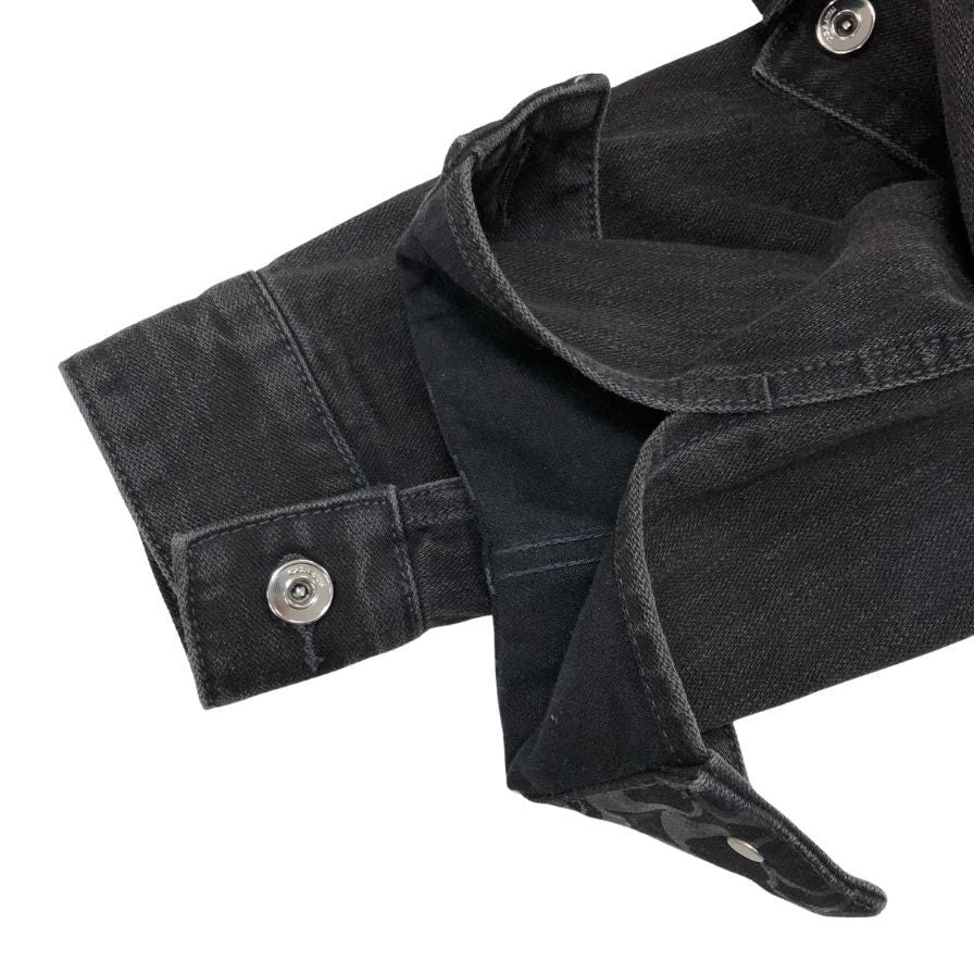 美品◆コーチ デニムジャケット シグネチャー 馬車金具 ブラック レディース サイズ4 COACH 【AFB30】