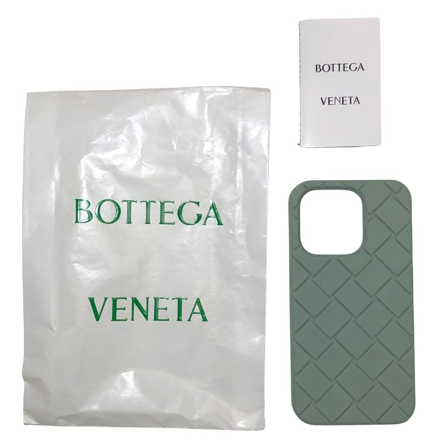 ボッテガヴェネタ iPhoneケース iPhone15Pro ラバー イントレチャート グリーン系 BOTTEGA VENETA【AFI27】【中古】